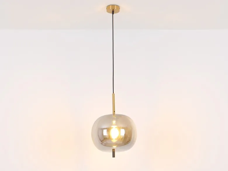 LED Pendelleuchte mit Rauchglas 1-flammig Metall Messing, Ø 30cm