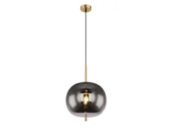 LED Pendelleuchte mit Rauchglas 1-flammig Metall Messing, Ø 30cm
