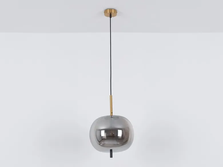 LED Pendelleuchte mit Rauchglas 1-flammig Metall Messing, Ø 30cm