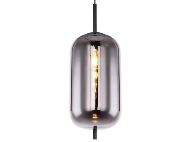 LED Pendelleuchte mit Rauchglas 1-flammig Metall Schwarz, Ø 22cm
