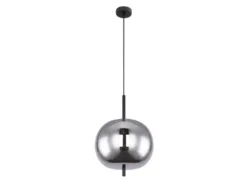LED Pendelleuchte mit Rauchglas 1-flammig Metall Schwarz, Ø 30cm