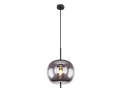 LED Pendelleuchte mit Rauchglas 1-flammig Metall Schwarz, Ø 30cm