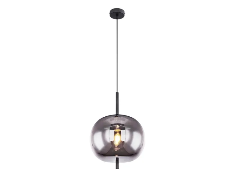 LED Pendelleuchte mit Rauchglas 1-flammig Metall Schwarz, Ø 30cm