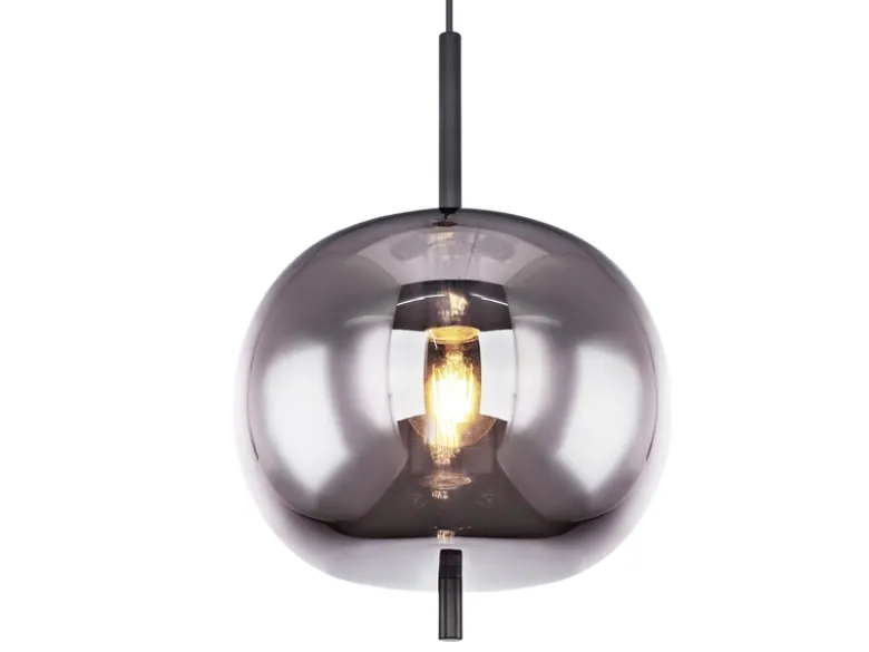 LED Pendelleuchte mit Rauchglas 1-flammig Metall Schwarz, Ø 30cm