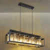 LED Pendelleuchte mit Rauchglas Kristallen 4-flammig, Breite 68cm