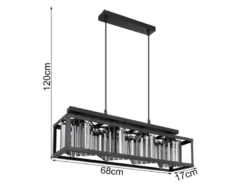 LED Pendelleuchte mit Rauchglas Kristallen 4-flammig, Breite 68cm