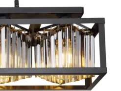 LED Pendelleuchte mit Rauchglas Kristallen 4-flammig, Breite 68cm