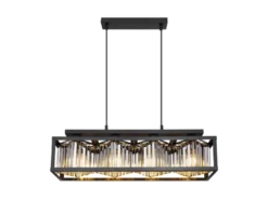 LED Pendelleuchte mit Rauchglas Kristallen 4-flammig, Breite 68cm