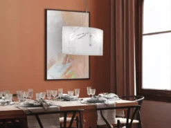 LED Pendelleuchte mit satiniertem Glas Lampenschirm mit Dekor, Breite 40cm