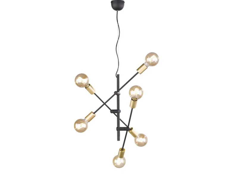 LED Pendelleuchte mit schwenkbaren Armen, in Schwarz & Bronze, Ø 54cm