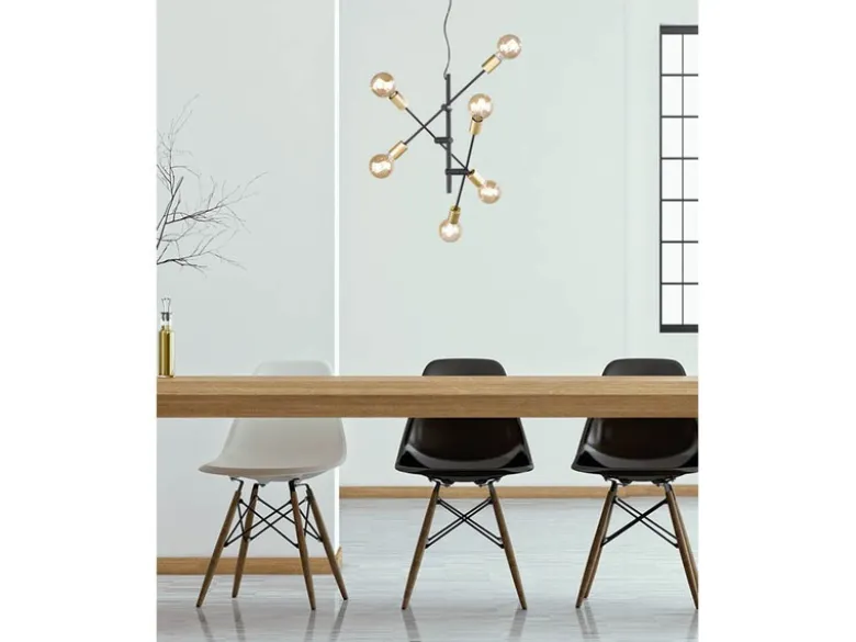 LED Pendelleuchte mit schwenkbaren Armen, in Schwarz & Bronze, Ø 54cm