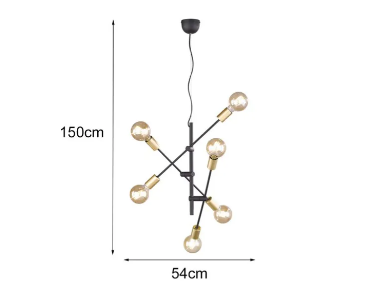 LED Pendelleuchte mit schwenkbaren Armen, in Schwarz & Bronze, Ø 54cm