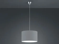 LED Pendelleuchte mit Stoff Lampenschirm in Grau, Ø 40cm