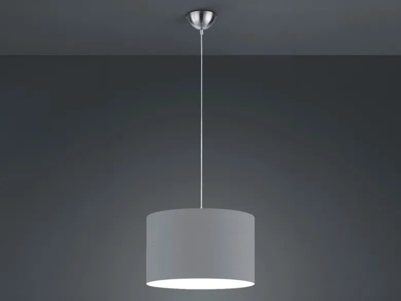 LED Pendelleuchte mit Stoff Lampenschirm in Grau, Ø 40cm