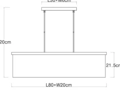 LED Pendelleuchte mit Stoff Lampenschirm und Holzoptik, Breite 80cm