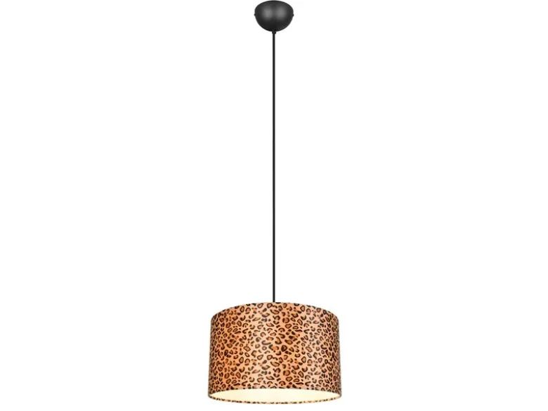 LED Pendelleuchte mit Stoffschirm Leopardenmuster, Ø 40cm