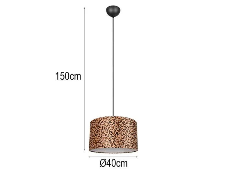 LED Pendelleuchte mit Stoffschirm Leopardenmuster, Ø 40cm