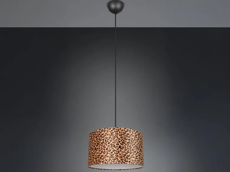 LED Pendelleuchte mit Stoffschirm Leopardenmuster, Ø 40cm