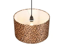 LED Pendelleuchte mit Stoffschirm Leopardenmuster, Ø 40cm