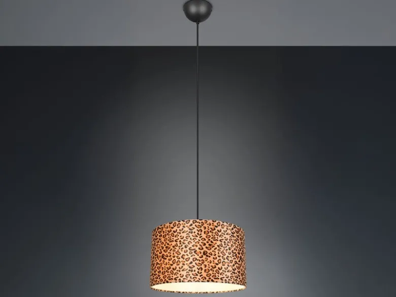 LED Pendelleuchte mit Stoffschirm Leopardenmuster, Ø 40cm