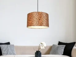 LED Pendelleuchte mit Stoffschirm Leopardenmuster, Ø 40cm