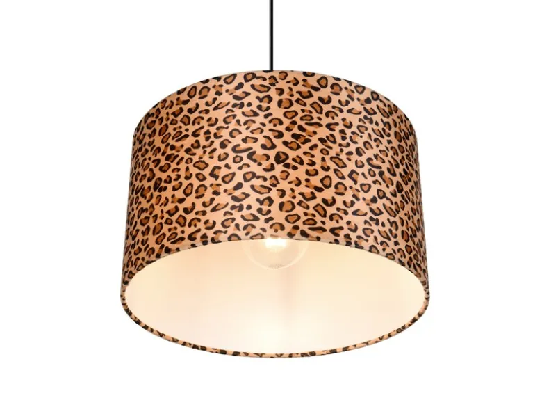 LED Pendelleuchte mit Stoffschirm Leopardenmuster, Ø 40cm