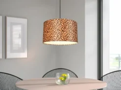 LED Pendelleuchte mit Stoffschirm Leopardenmuster, Ø 40cm