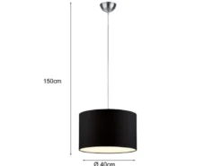 LED Pendelleuchte mit Stoffschirm Schwarz, Ø 40cm