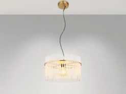 LED Pendelleuchte mit transparenten Echtglas Stäben, Ø 40cm