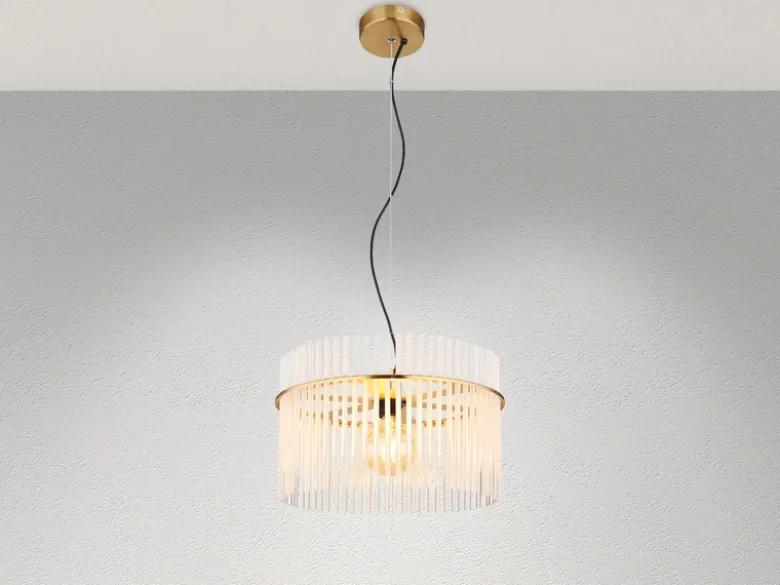LED Pendelleuchte mit transparenten Echtglas Stäben, Ø 40cm