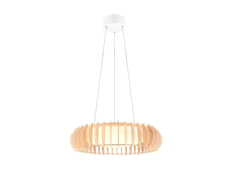 LED Pendelleuchte MONTE Naturholz Lamellen & Fernbedienung, Ø 60cm