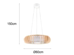 LED Pendelleuchte MONTE Naturholz Lamellen & Fernbedienung, Ø 60cm