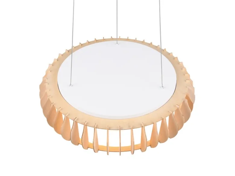LED Pendelleuchte MONTE Naturholz Lamellen & Fernbedienung, Ø 60cm