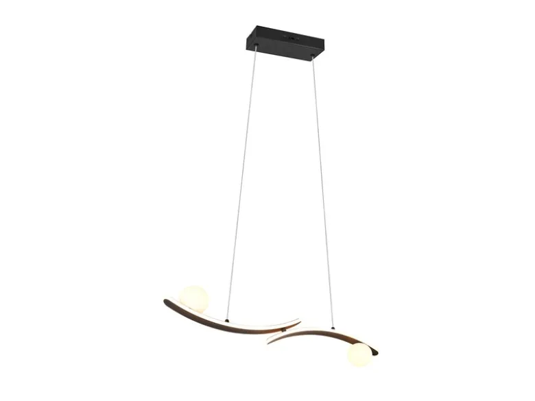 LED Pendelleuchte NAPOLI Schwarz, dimmbar mit 2 Glaskugeln, Breite 82cm