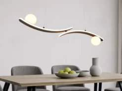 LED Pendelleuchte NAPOLI Schwarz, dimmbar mit 2 Glaskugeln, Breite 82cm