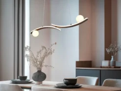 LED Pendelleuchte NAPOLI Schwarz, dimmbar mit 2 Glaskugeln, Breite 82cm