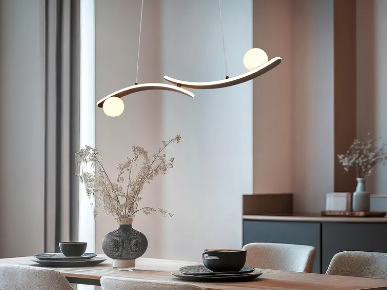 LED Pendelleuchte NAPOLI Schwarz, dimmbar mit 2 Glaskugeln, Breite 82cm