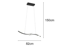 LED Pendelleuchte NAPOLI Schwarz, dimmbar mit 2 Glaskugeln, Breite 82cm