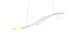 LED Pendelleuchte NAPOLI Weiß, dimmbar mit 2 Glaskugeln, Breite 82cm