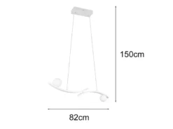 LED Pendelleuchte NAPOLI Weiß, dimmbar mit 2 Glaskugeln, Breite 82cm