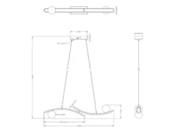 LED Pendelleuchte NAPOLI Weiß, dimmbar mit 2 Glaskugeln, Breite 82cm