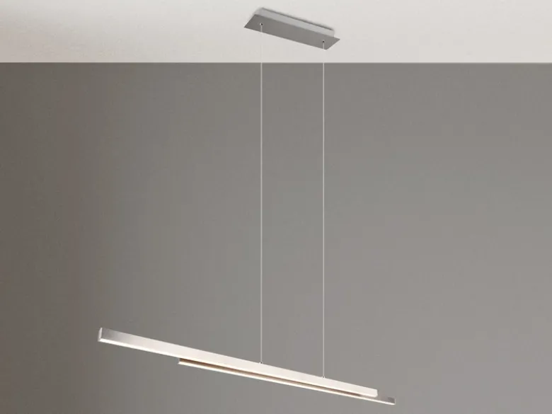 LED Pendelleuchte ODIO modern Metall Silber lang, Breite 110cm