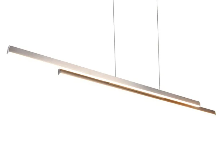 LED Pendelleuchte ODIO modern Metall Silber lang, Breite 110cm
