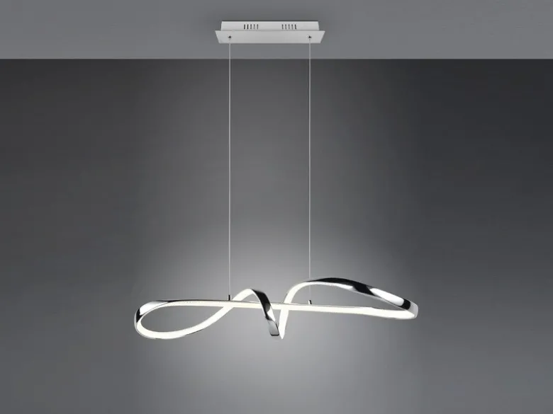 LED Pendelleuchte PADUA dimmbar per Schalter, Chrom, Kristall, Breite 81cm