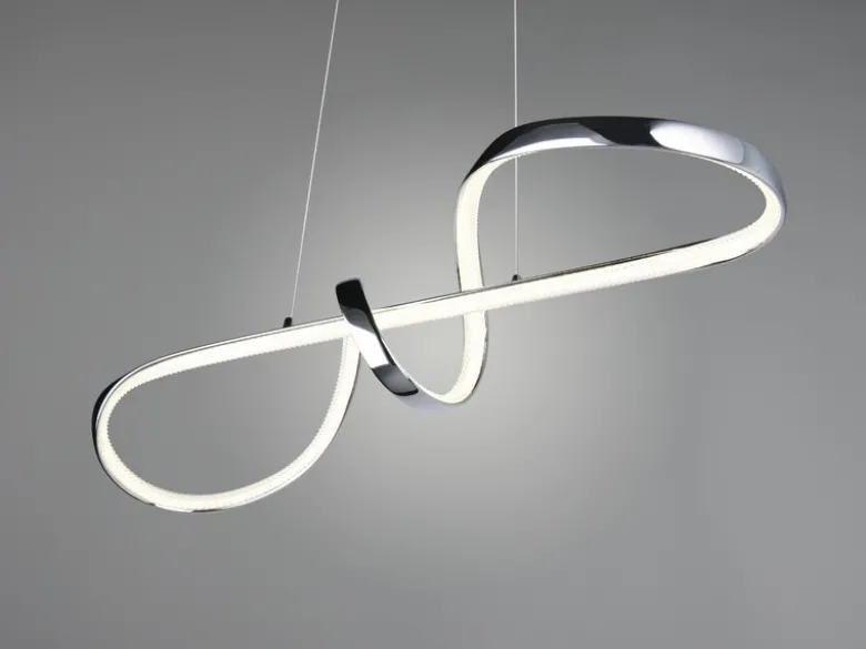 LED Pendelleuchte PADUA dimmbar per Schalter, Chrom, Kristall, Breite 81cm