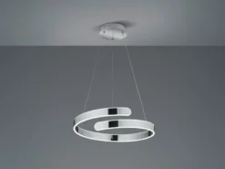 LED Pendelleuchte PARMA Metall Chrom/Weiß 3 Stufen Dimmer Ring, Ø 50cm