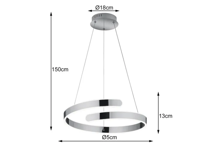 LED Pendelleuchte PARMA Metall Chrom/Weiß 3 Stufen Dimmer Ring, Ø 50cm