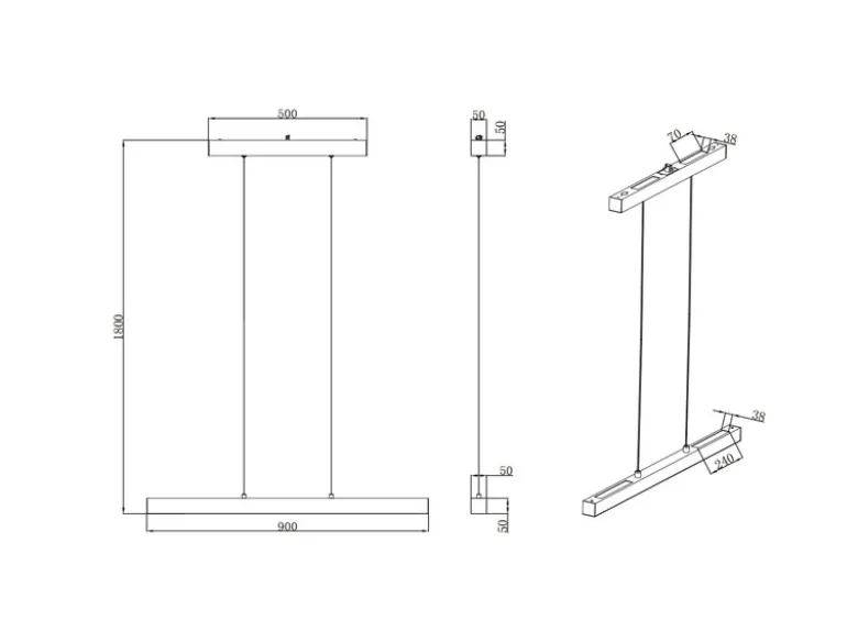 LED Pendelleuchte PAROS Schwarz, Breite 90cm für DUOline Schienensystem