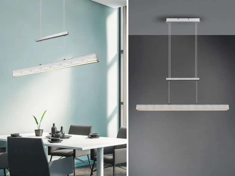 LED Pendelleuchte PAROS Silber dimmbar & höhenverstellbar, Breite 90cm