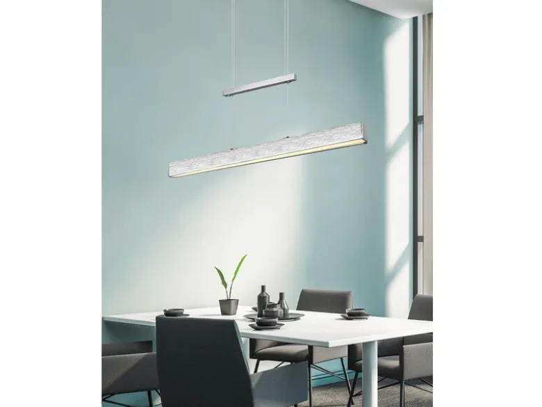 LED Pendelleuchte PAROS Silber dimmbar & höhenverstellbar, Breite 90cm